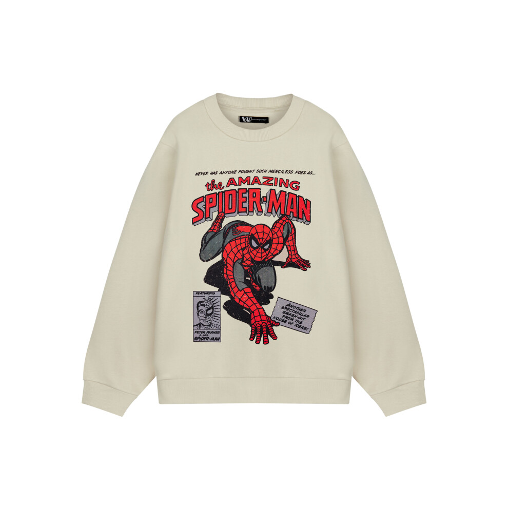Marvel (Small) Spiderman Sweatshirt (Mens Beige)