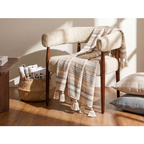 Beliani Blanket YARSELI Cotton 130 x 170 cm Beige 1