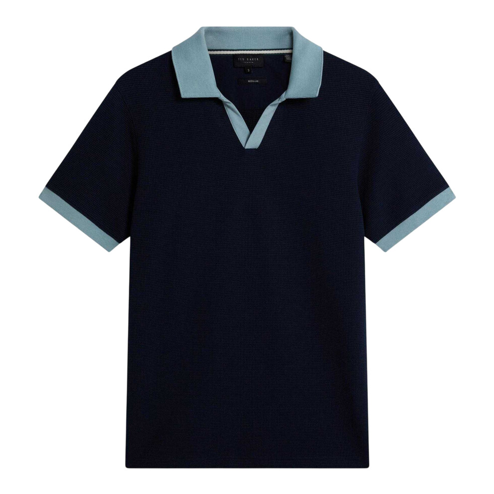 Ted Baker (M, Navy) Mens Waffle Short-Sleeved Polo Shirt Blue,Multicoloured