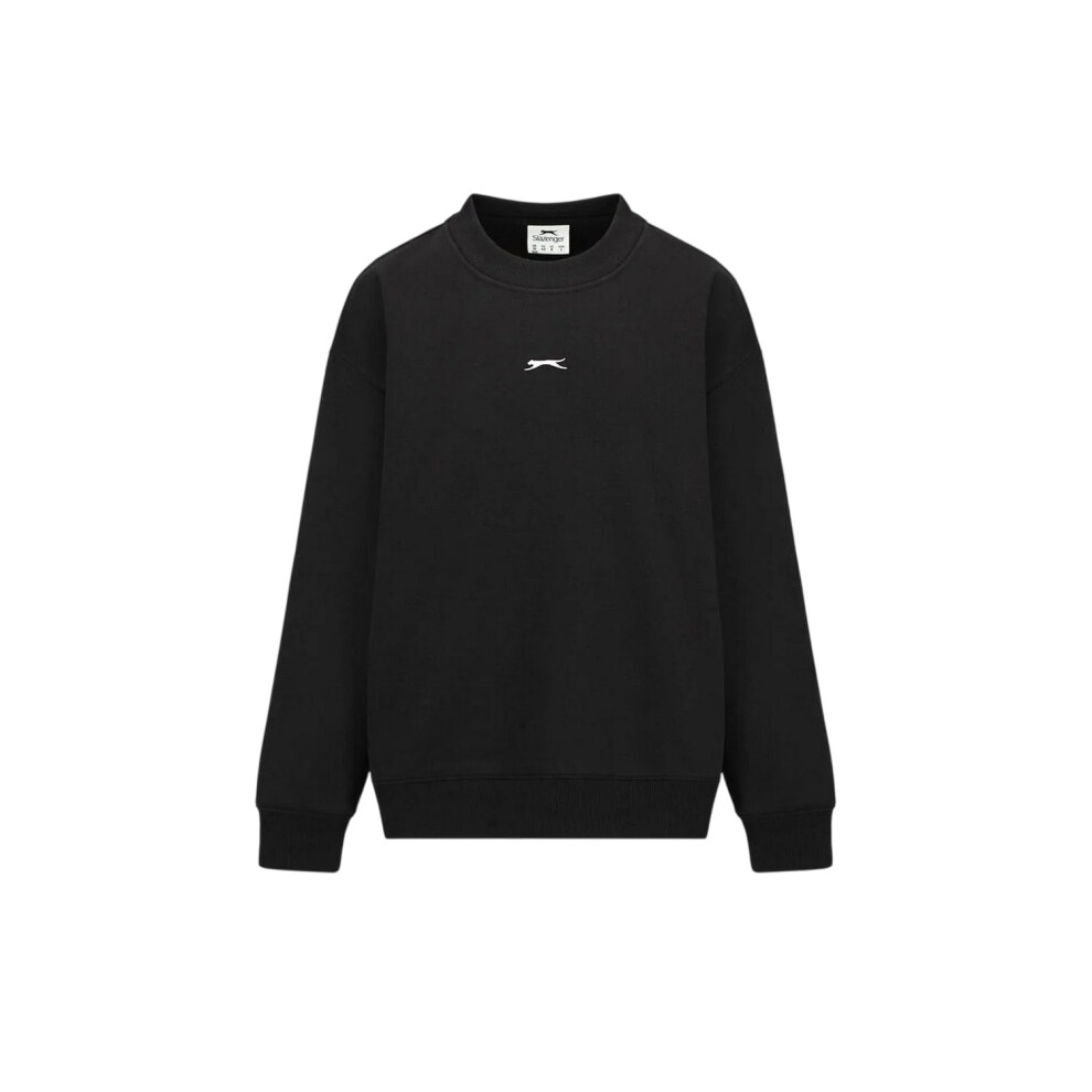 Slazenger (12 Uk, ) Womens/Ladies Plain Polycotton Crew Neck Jumper Black