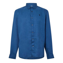 (S, Dark Denim) Timberland Mens Linen Relaxed Fit Shirt