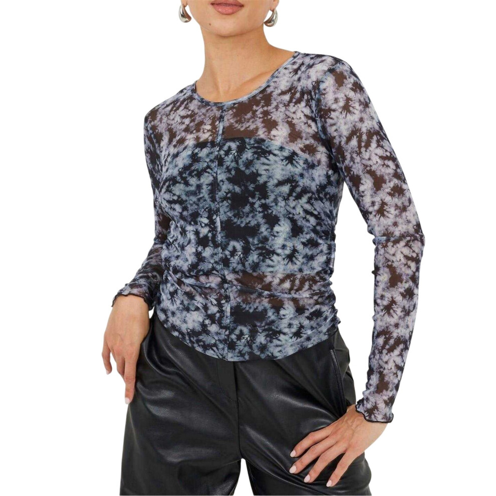 Brave Soul (10 Uk, Black/White) Womens/Ladies Tie Dye Mesh Top
