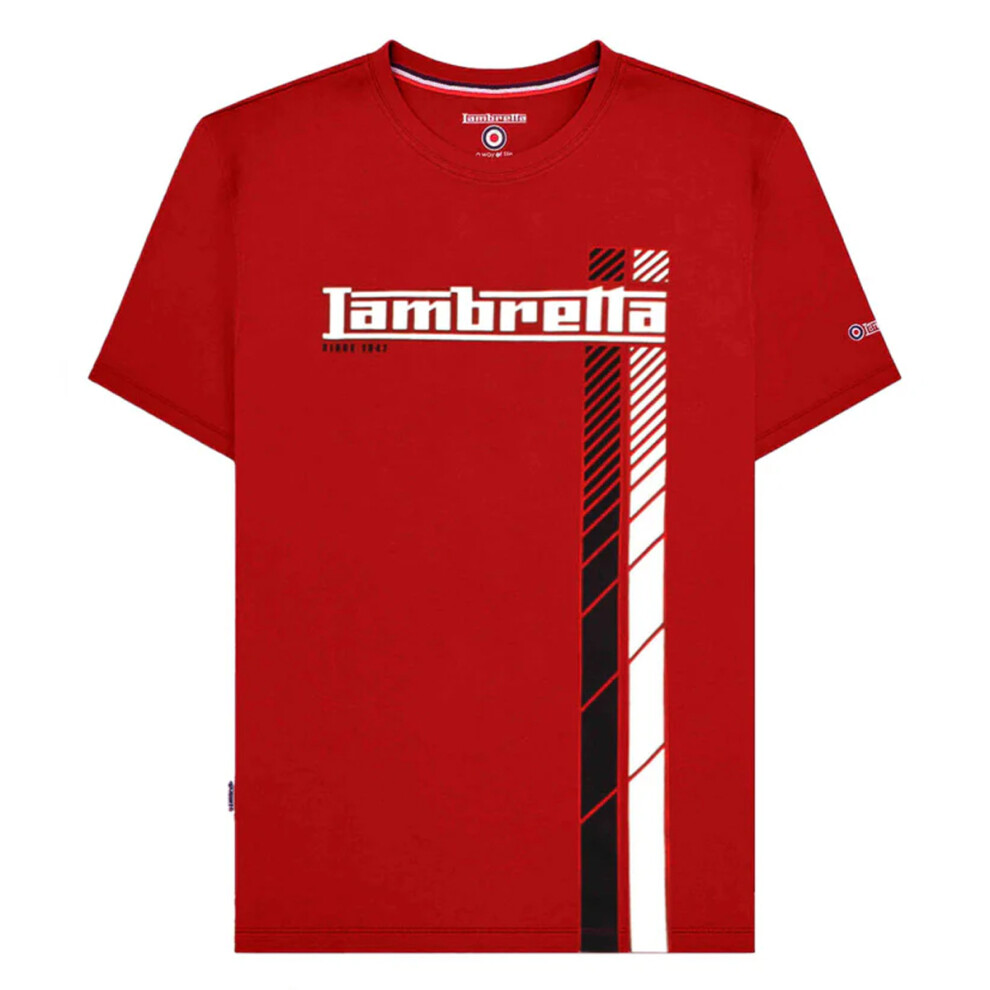Lambretta (3Xl, Red) Mens Racing Stripe T-Shirt