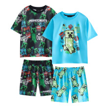 (11-12 Years, Multicoloured) Minecraft Boys Creeper Short-Sleeved Short Pyjama Set (Pack of 2)