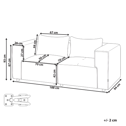 Beliani Modular Sofa 2 Seater AXEBO Brown Boucle 2