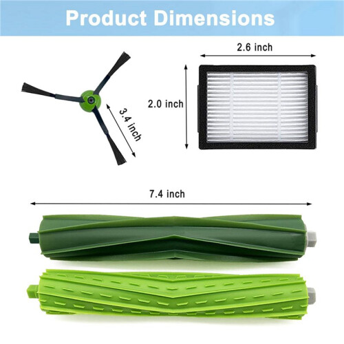 2 Set for   I and E Series I7 I7+  I8 I3 I6+ E5 E6 E7 Main Brush Filter Side Brush 2