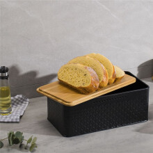 Broodtrommel, Innovatieve Brooddoos Dankzij Carbon Coating, met GeïNtegreerde Ventilatiegaten, Inclusief Bamboe Deksel Wit
