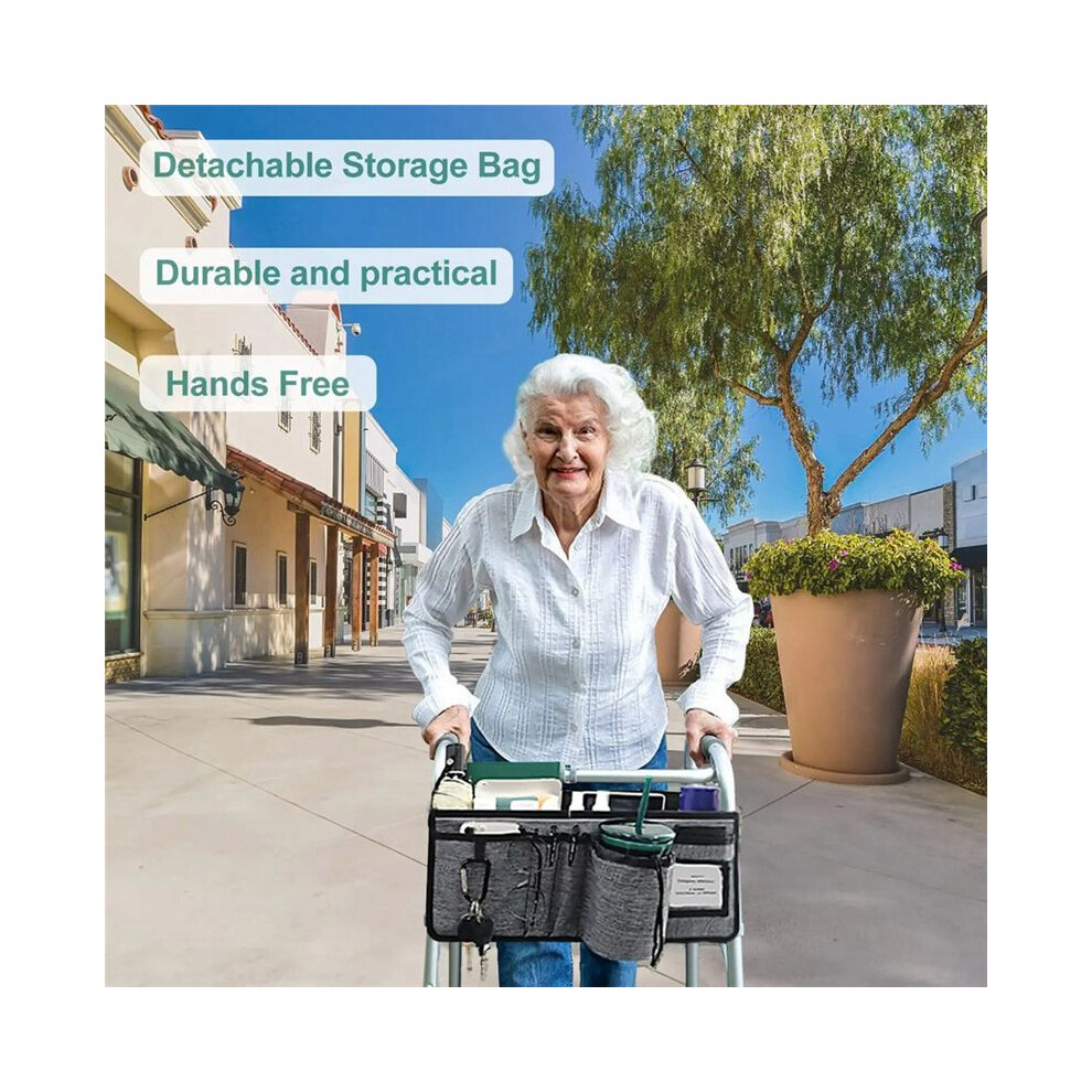Basket for Walker Ravmix Walker Accessories Bag with Cup Holder Walker Basket for Folding Walker Hands-Free Storage Bag