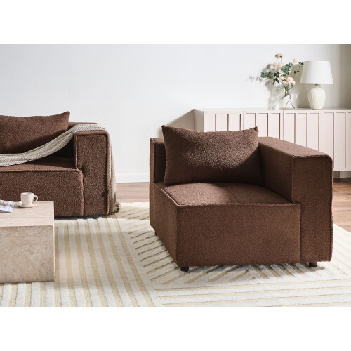 Beliani Corner Seat AXEBO Brown Boucle 1
