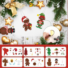 36 PCS Christmas African American Ornaments, DIY Stickers & Black Santa Claus Cards, Eco-Friendly Tree Decorations for Xmas Party