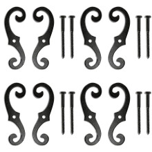 8PCS Cast Iron Shutter Fasteners - Decorative S-Shape Shutter Dogs Hardware - Rust-Resistant External Shutter Tieback