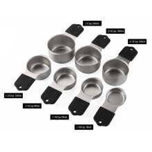 Ensemble de 32 Tasses et Cuillères à Mesurer Magnétiques en Acier Inoxydable, 14 Tasses Robustes, 16 Cuillères Double Face avec Niveleur Noir