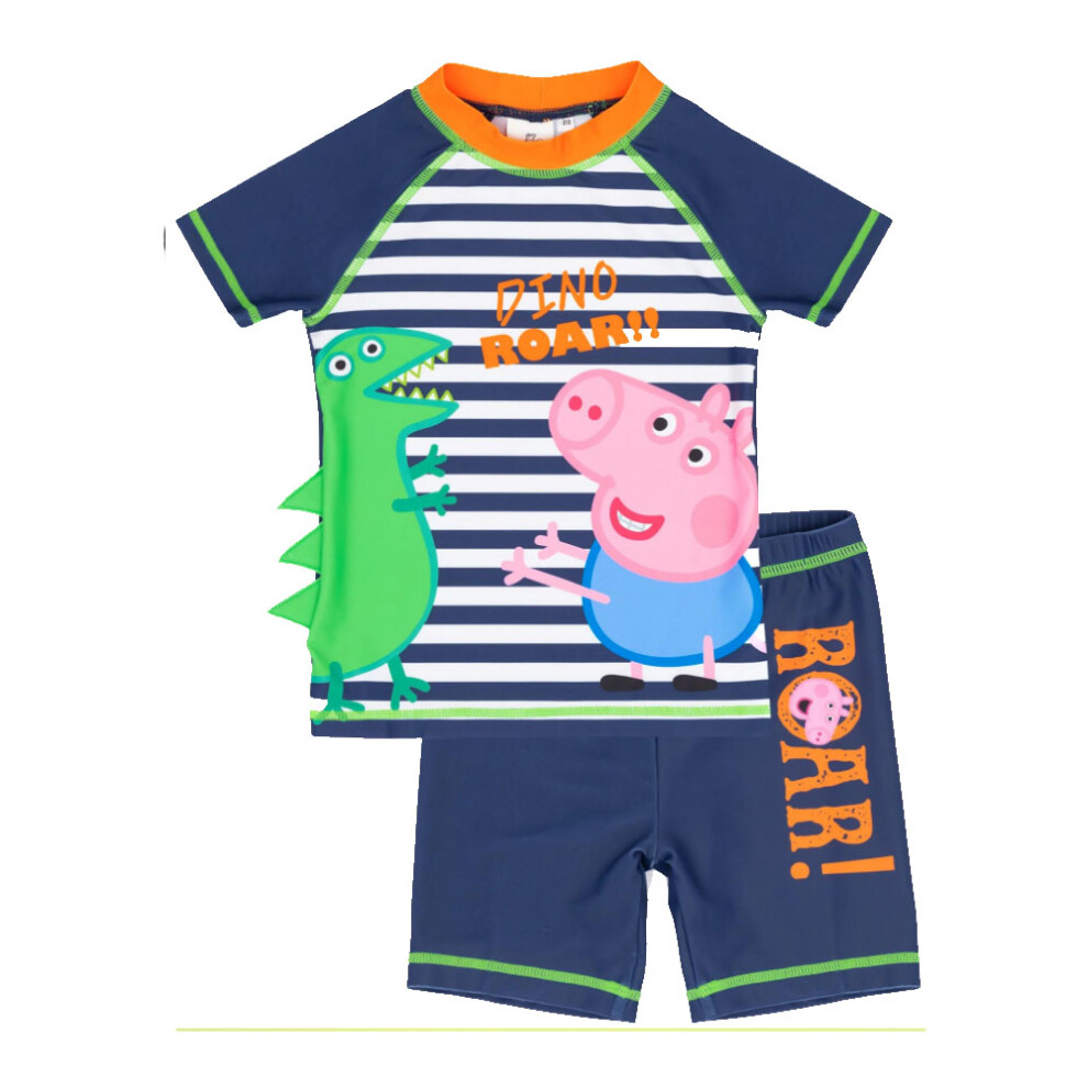 Peppa Pig (18-24 Months, /White/Orange) Boys Roar! Swim Set Blue