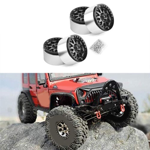 Jantes de Roda Beadlock de 2,2 Polegadas em Liga Resistente para 1:10 RC Crawler SCX10 -4 4 Unidades Conjunto Prata 2