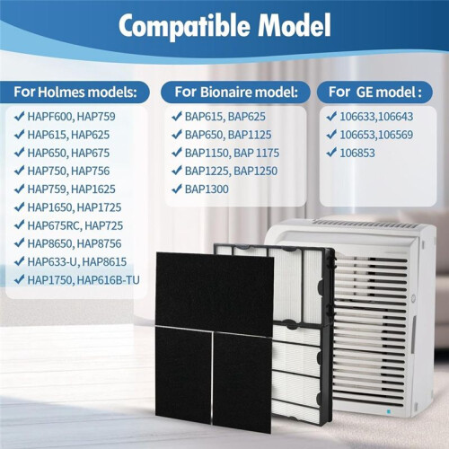 Äkta HAPF600 HEPA-Filter och Förfilterbyte för Holmes HAPF600 HAPF8650 HAP615 HAP625 Luftrenarfilter 2