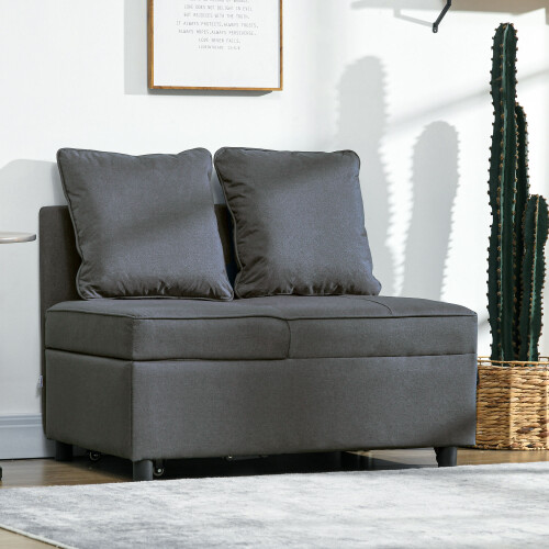 Homcom Sofá Cama Individual Gris 98 x 71 x 82 cm 1