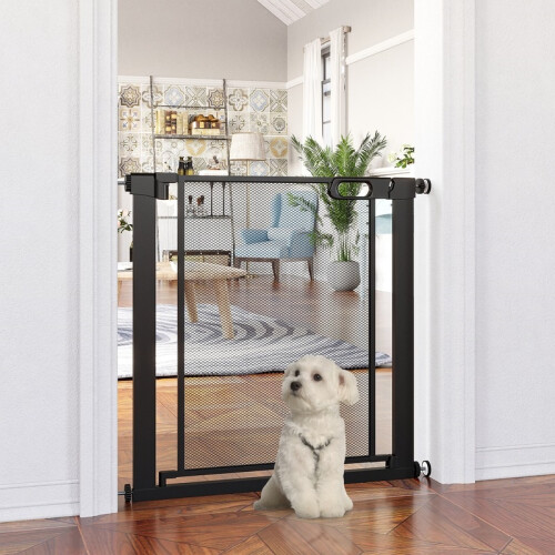 Portão para cães com fechamento automático, em aço e ABS, 75-82x76 cm, preto. 2