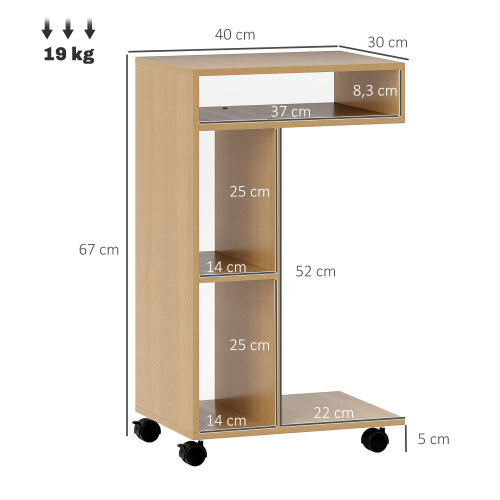 Homcom Mesa Auxiliar Marrón 40 x 30 x 69 cm 2