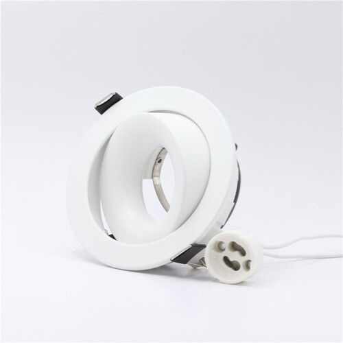 5pcs LED Spotlight Frame with GU10 Base Recessed Round Downlight Adjustable Angle Lamp for Kitchen Room Lighting B