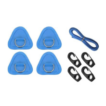 Lot de 4 Anneaux en D Triangulaires avec Cordon Élastique de 2,5 M et Crochets pour Accessoires de Pont de Bateau Gonflable en PVC, Kayak ou Canoë