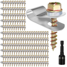 Clips de Clôture en Fil D'Acier Inoxydable, Vis de Fixation pour Poteaux avec Dispositif de Fixation Du Fil, Pinces de Clôture Agricole (200 Jeux)