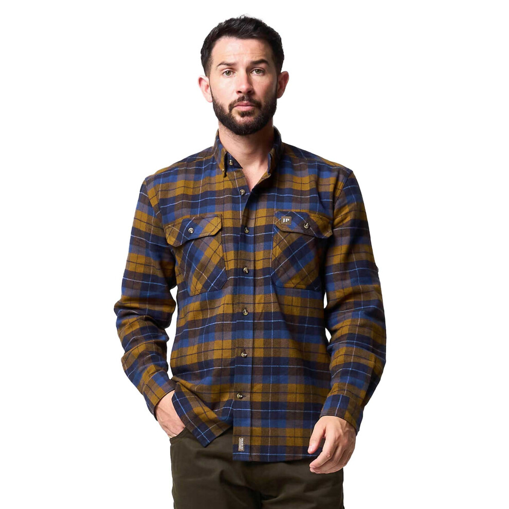 Jack Pyke Bleasdale Flannel Shirt For Men Navy Russet Large Blue