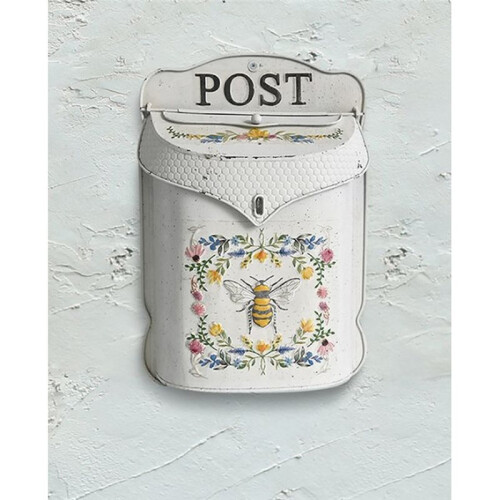 Retro Style Mailbox, Wall Metal Mailbox with Bee Pattern, Nostalgic Home Decoration,Wall Mounted Storage Box Bee Box 2