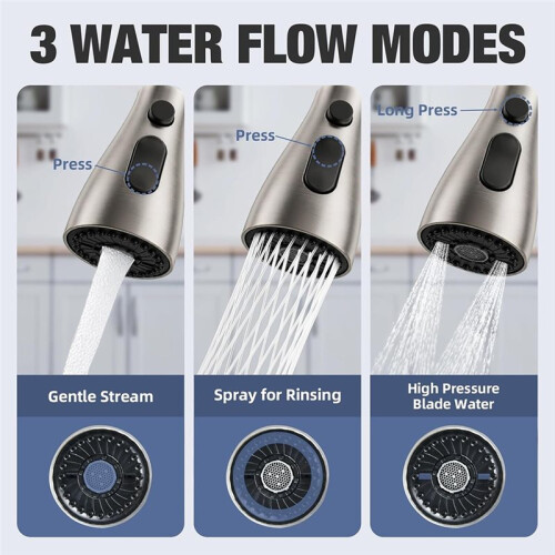 3 Modes ABSKitchen Pull Out Faucet Spray Nozzle  G1/2 2