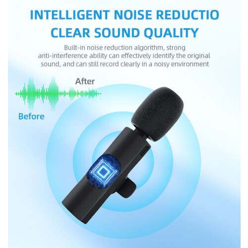 Wireless Lavalier Microphone - RNCYN - Mini Format - iPhone and Android Compatibility - Type-c + IOS - ABS Material 2