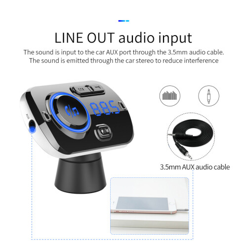 Bluetooth Car Kit RNCYN Bluetooth V5.0 Πομπός FM Οθόνη LED Διπλή σύνδεση 2