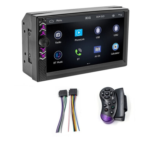 Tela de Navegação 2Din de 7 Polegadas, Reprodutor MP5 , CarPlay Sem Fio, para Android Auto, Rádio Estéreo FM AUX 1