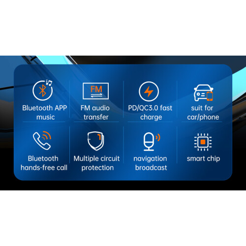Πομπός Bluetooth FM για αυτοκίνητο RNCYN Bluetooth V5.3 Συχνότητα FM 2