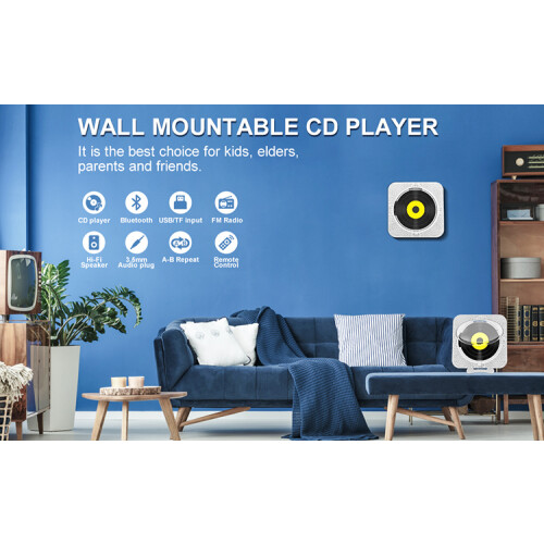 Φορητό Επιτοίχιο CD Player RNCYN Bluetooth 5.0 Ενσωματωμένο 1