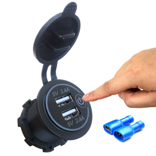 Φορτιστής USB αυτοκινήτου RNCYN Διπλό USB Διακόπτης On/Off ABS 2