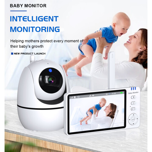 Monitor de Bebé com Câmara - RNCYN - Câmara HD 720P - Ecrã LCD de 5 polegadas - Visão Noturna Automática 1