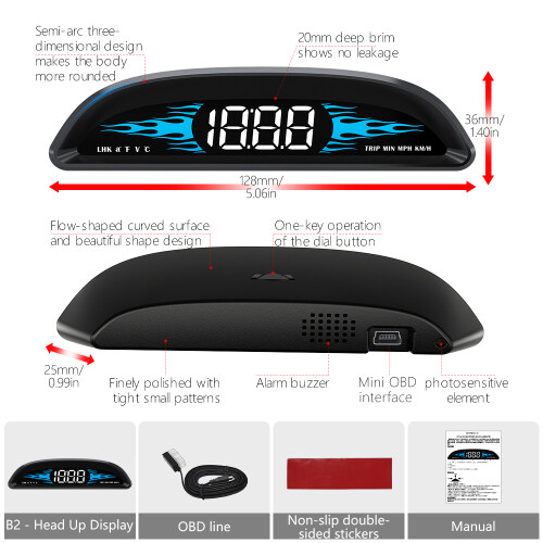 HeadUp Display Αυτοκινήτου RNCYN Μοντέλο B2 Οθόνη LED Ψηφιακό 1