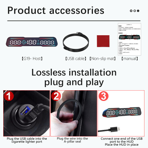 HeadUp Display Αυτοκινήτου RNCYN Μοντέλο G19 Universal GPS Plug and Play 90% 1