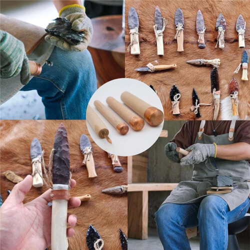9 Pcs Knapping Tools, Knapping Kit for Pros and Beginners, Crafting Obsidian Stone and Crystal 2