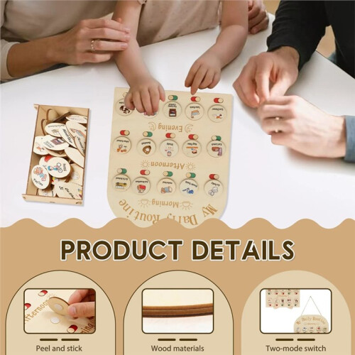 Wood Visual Schedule Visual Wall Planner Daily Routine Chart for Kids Daily Visual Schedule Card Chore Chart