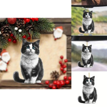 Cartoon Unique 2d Black Cat Acrylic Pendant For Car Decoration Lovers Pet And
