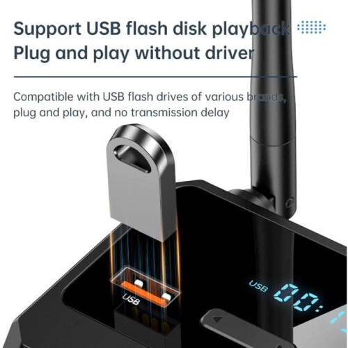 Δέκτης ήχου, Bluetooth 5.3, USB/AUX/RCA, ποιότητα ήχου HD, χαμηλή καθυστέρηση, plug and play, φορ 2