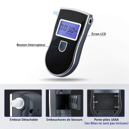 Ηλεκτρονικό αλκοτέστ με οθόνη LCD, φορητό, εγκεκριμένο, ακριβής οθόνη, 3 μονάδ 1