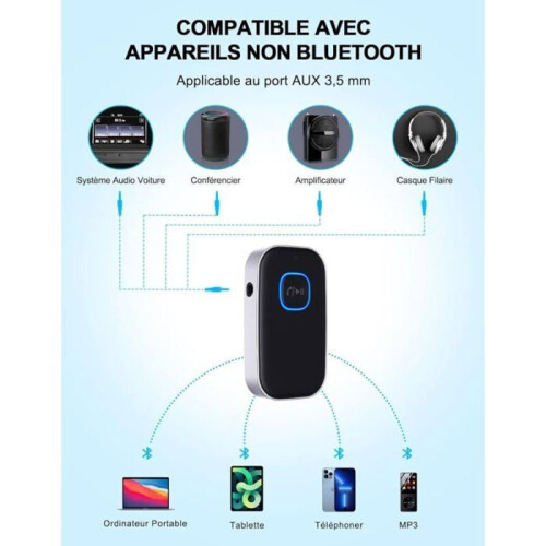 Δέκτης Bluetooth αυτοκινήτου - JEIIBRZUI - Προσαρμογέας AUX 3,5 χιλ. - Bluetooth 5.0 - Μείωση θορύ 1