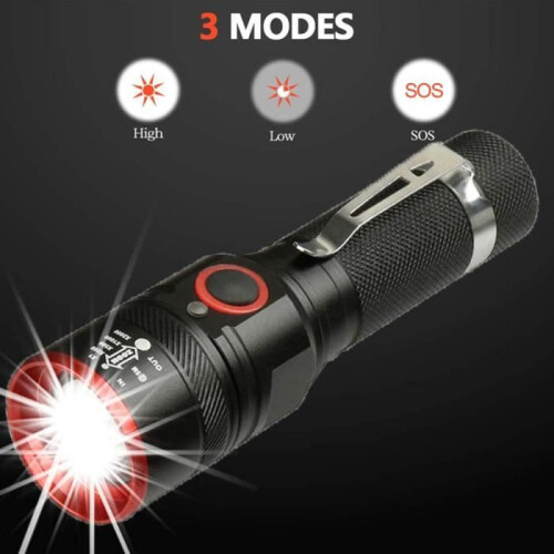 Φακός - Φακός LED - 2000 Lumens - Επαναφορτιζόμενος - 3 Λειτουργίες - Αδιάβροχος 1