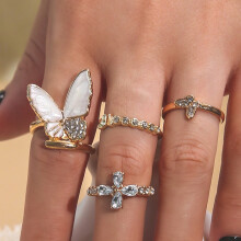 And Stylish Elegant Butterfly Diamond Ring Fashion Set Accessories