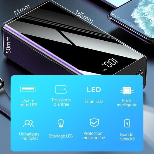 Φορτιστής Ταχείας Φόρτισης 50000mAh με Φακό LED, 4 Έξοδοι και 3 Είσοδοι, για Smartphones, T 1