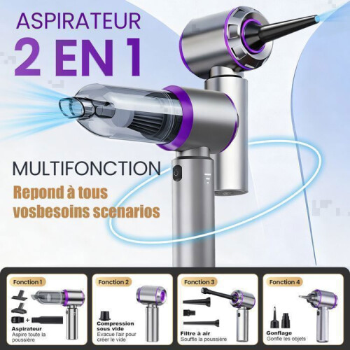 Handheld vacuum cleaner - 16000Pa - Cordless - 6000mAh / 45 min - Blower function 1