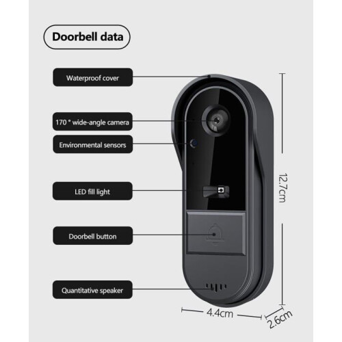 Ασύρματο κουδούνι βίντεο AIMOONSA 1080P με οθόνη 4,3", IP65, αμφίδρομη θυροτηλεόραση, 1