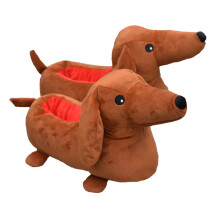 Dachshund Plush Slippers Thick Warm Cartoon Dog Cotton Shoes For Bedroom Winter