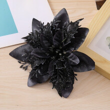 (Black) Decorations Christmas Floral With Plastic And Glitter Finish Decor Tree Festive